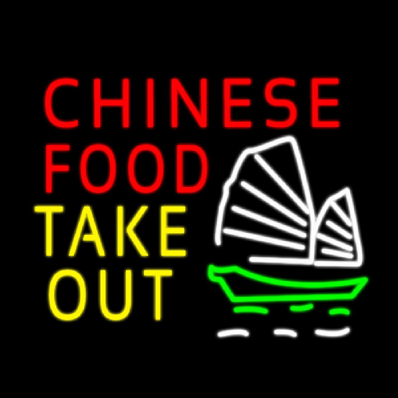 Chinese Food Take Out Boat Neon Sign
