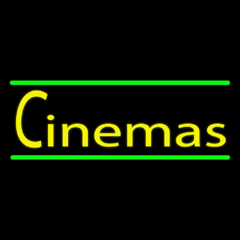 Cinemas With Green Line Neon Sign