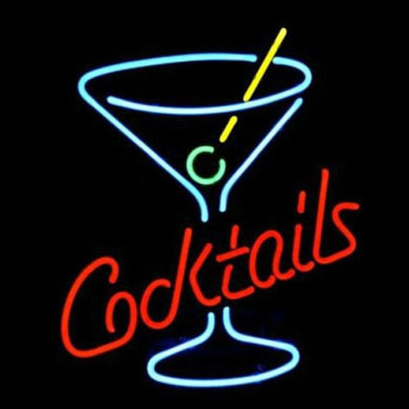 Cocktails Martini Glass Logo Neon Sign