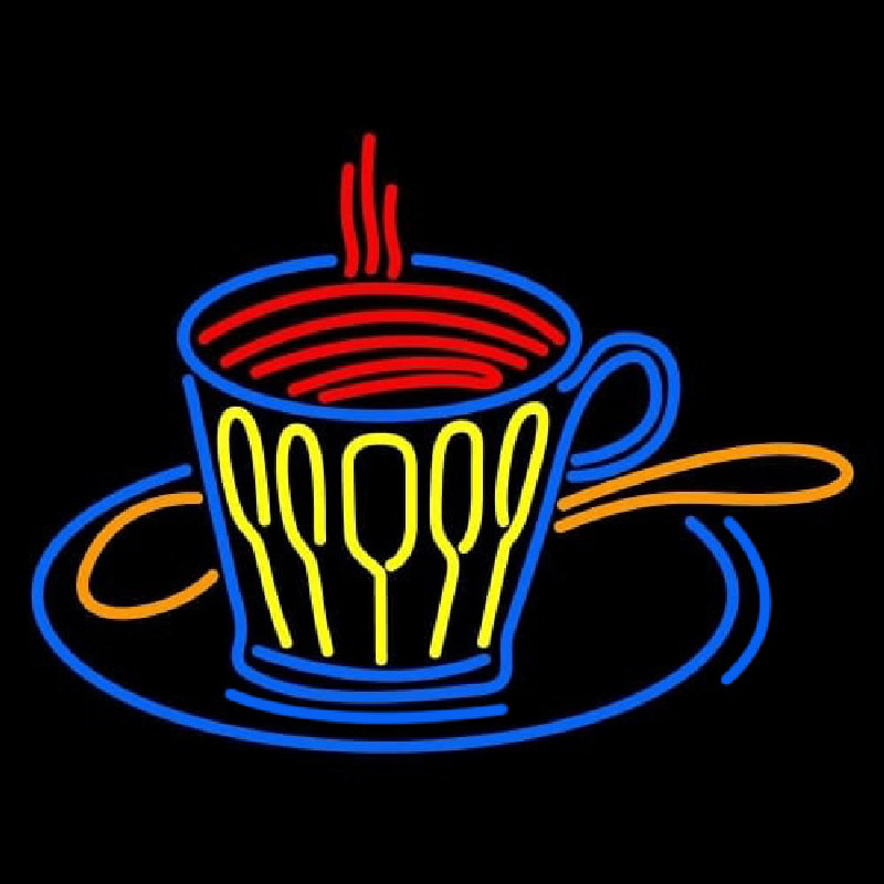 Coffee Cup With Spoon Neon Sign