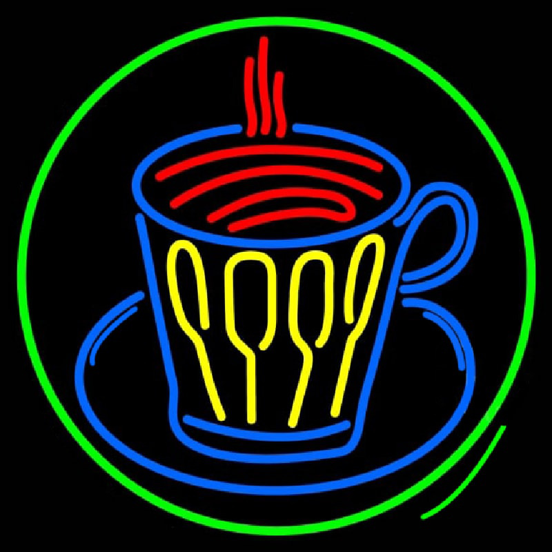 Coffee Glass With Spoon Neon Sign