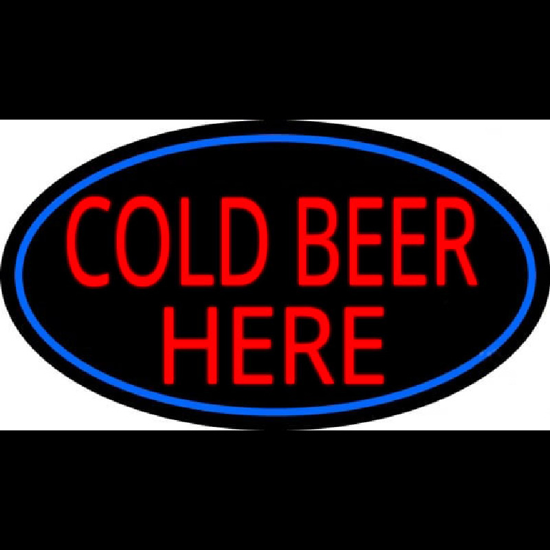 Cold Beer Here With Blue Border Neon Sign