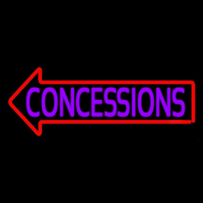 Concessions With Red Arrow Neon Sign