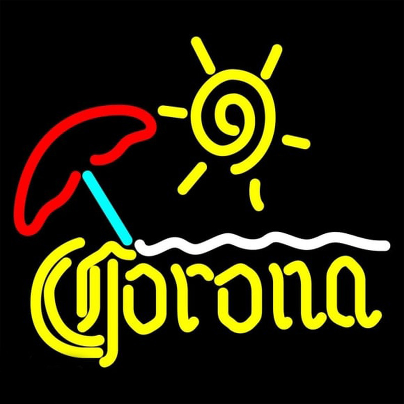 Corona Beach Sun Umbrella On Sand Beer Sign Neon Sign