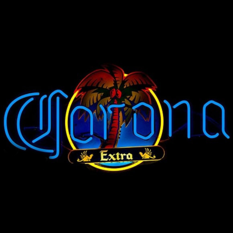 Corona E tra Palm Tree in Circle Beer Sign Neon Sign