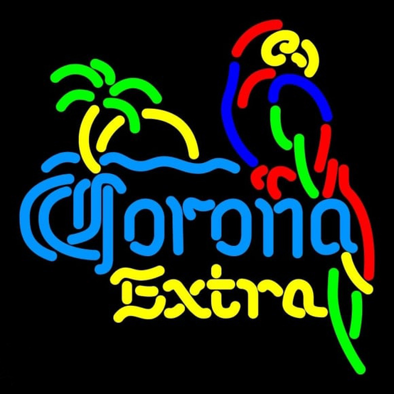 Corona E tra Parrot with Palm Beer Sign Neon Sign