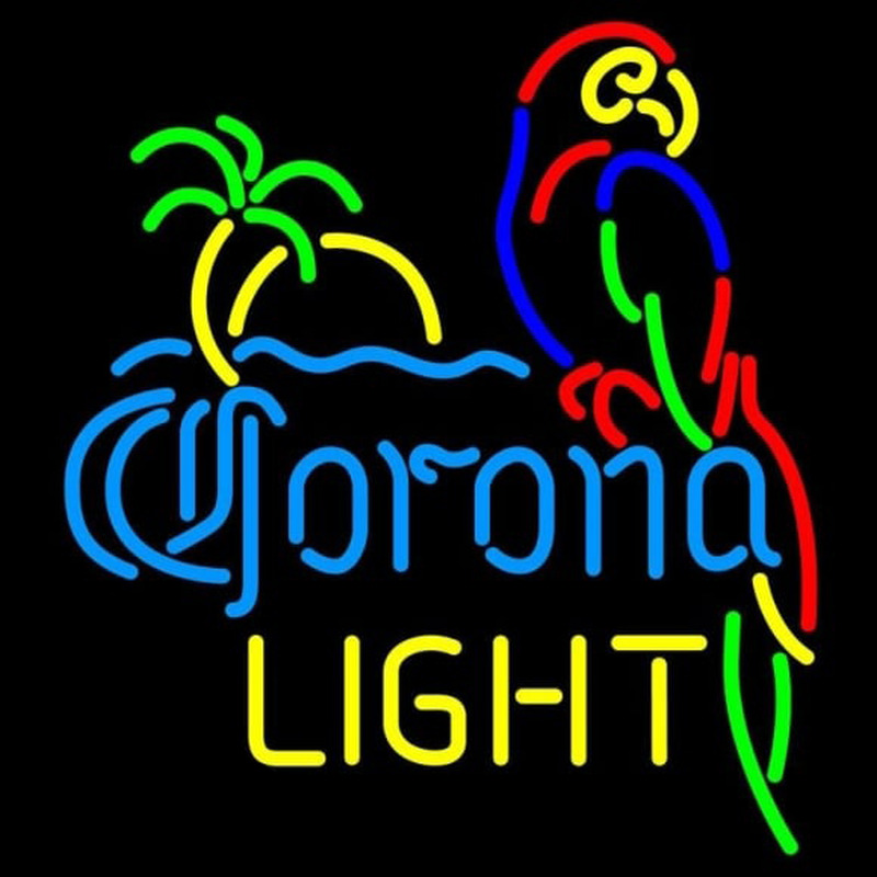 Corona Light Parrot with Palm Beer Sign Neon Sign