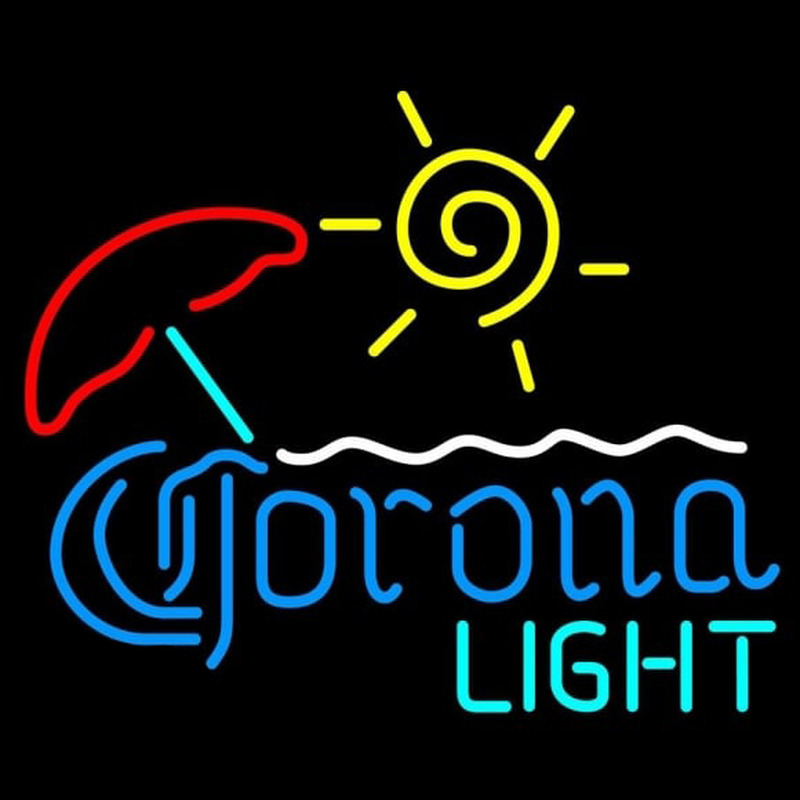 Corona Light Umbrella with Sun Beer Sign Neon Sign
