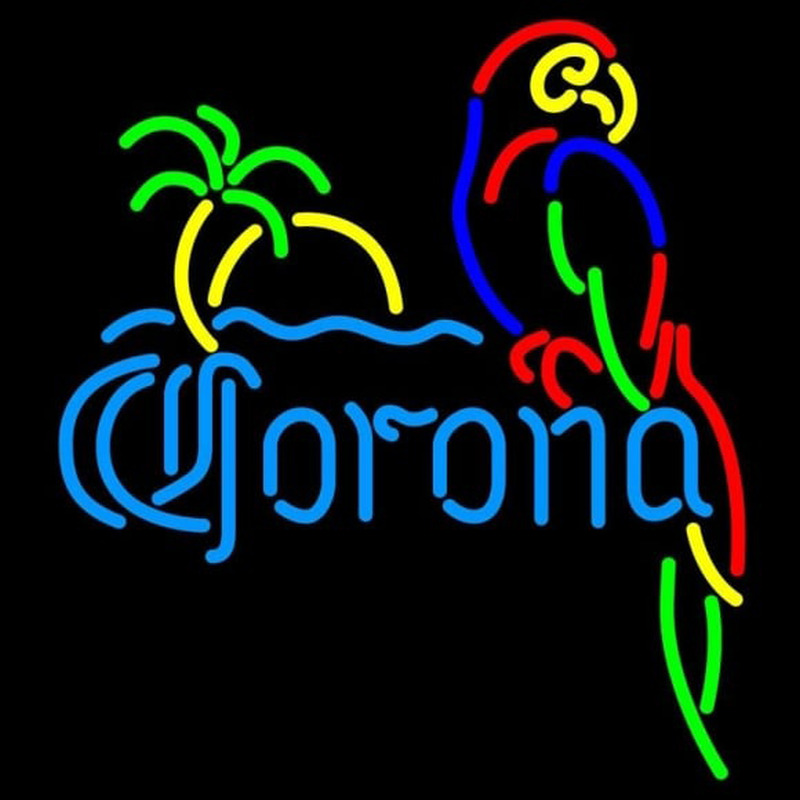 Corona Parrot with Palm Beer Sign Neon Sign