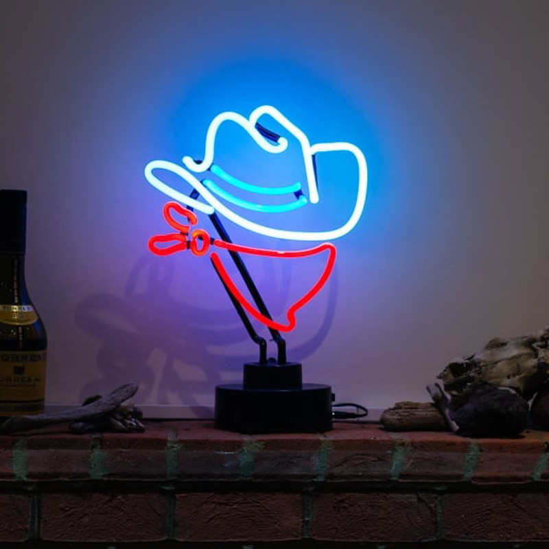 Cowboy Blue Hat Desktop Neon Sign