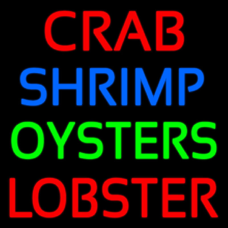 Crab Shrimp Lobster Oyster Neon Sign