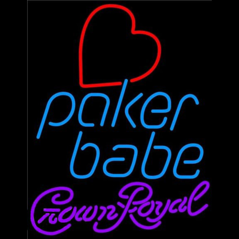 Crown Royal Poker Girl Heart Babe Beer Sign Neon Sign