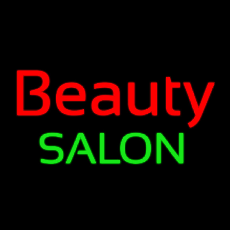 Cursive Red Beauty Salon Green Neon Sign