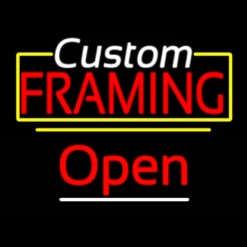 Custom Framing Open Yellow Line Neon Sign