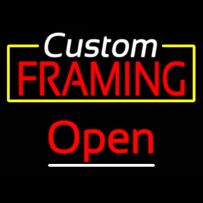 Custom Framing Yellow Border Open Neon Sign