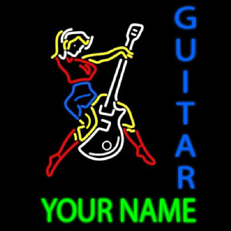 Custom Guitar Logo And Blue Guitar Neon Sign