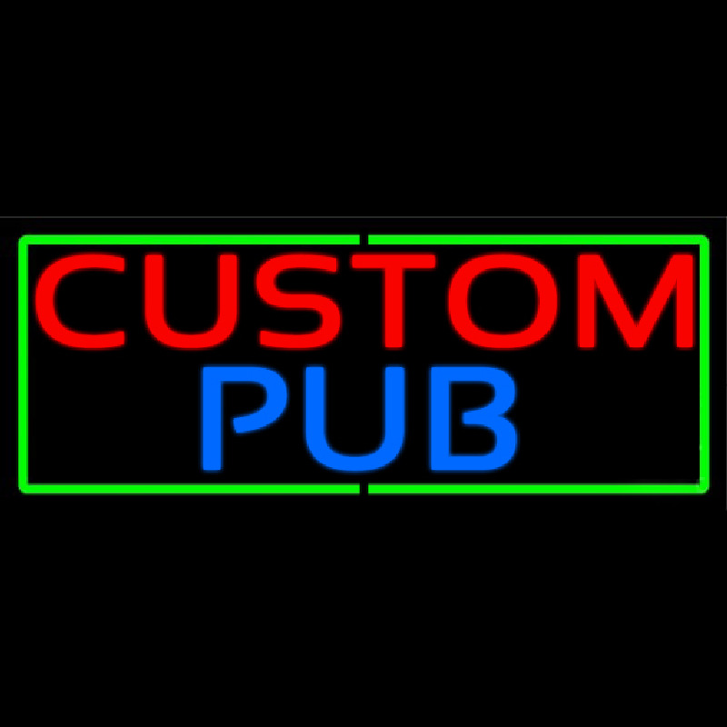 Custom Pub With Green Border Neon Sign