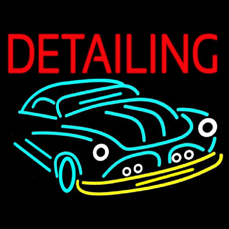 Detailing With Car Logo Neon Sign