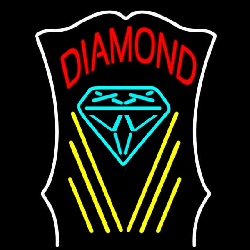 Diamond With White Border Neon Sign