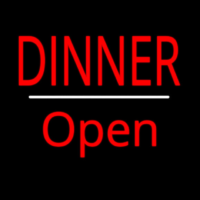 Dinner Open White Line Neon Sign