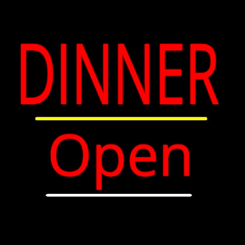 Dinner Open Yellow Line Neon Sign