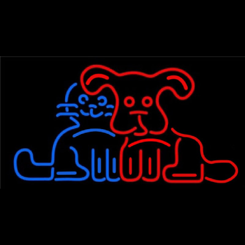 Dog Cat Logo Neon Sign