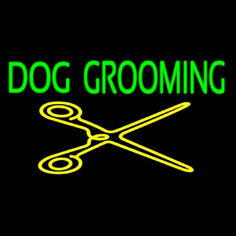 Dog Grooming With Cache Neon Sign