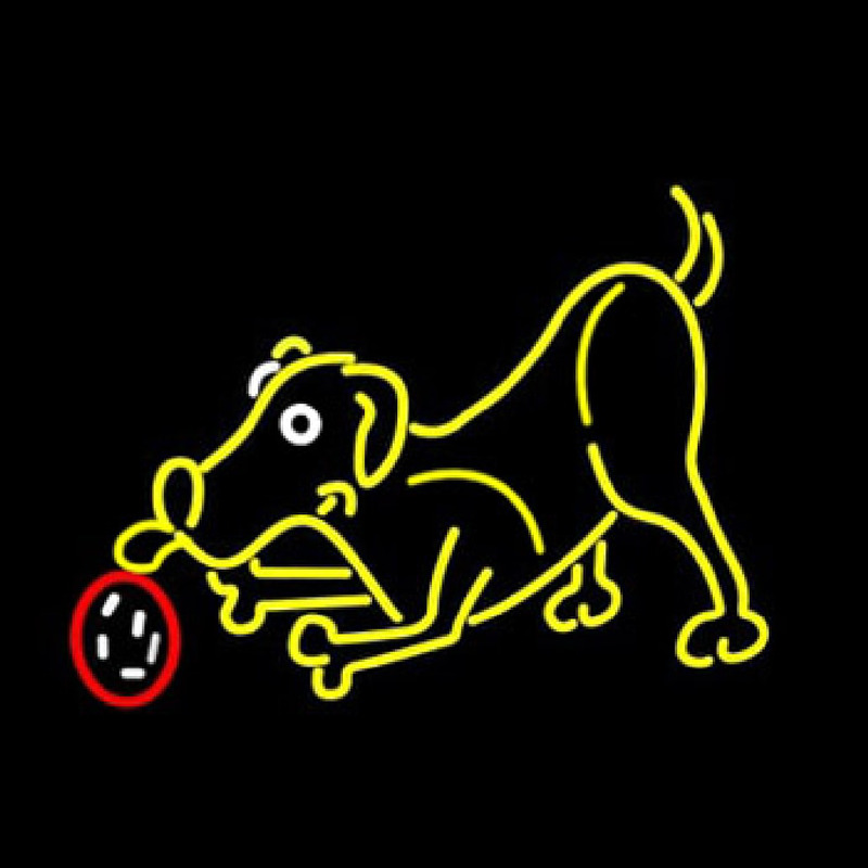 Dog Play With Ball Neon Sign