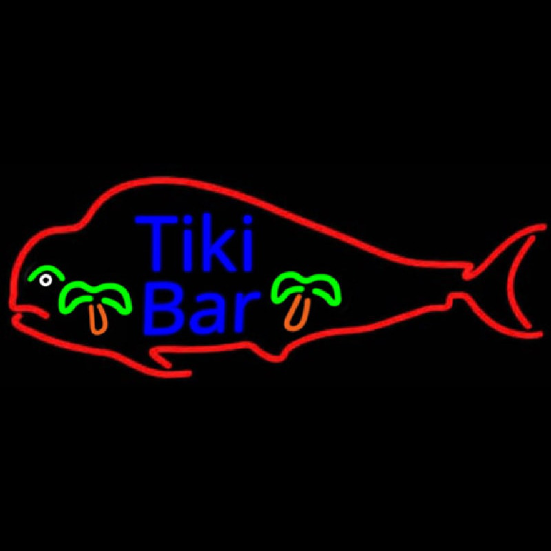 Dolphin Tiki Bar Real Neon Glass Tube Neon Sign