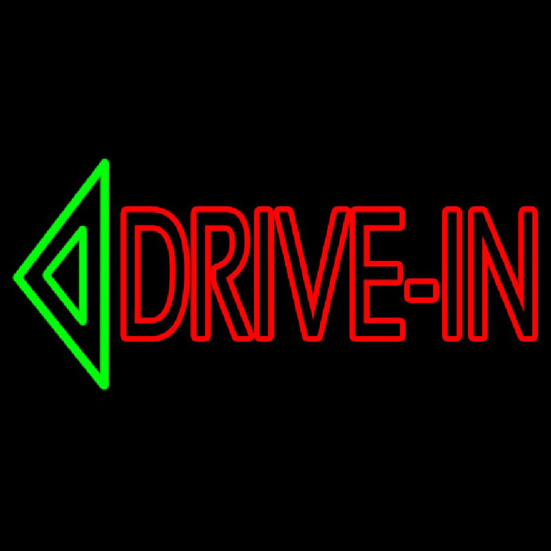 Double Stroke Drive In With Arrow Neon Sign