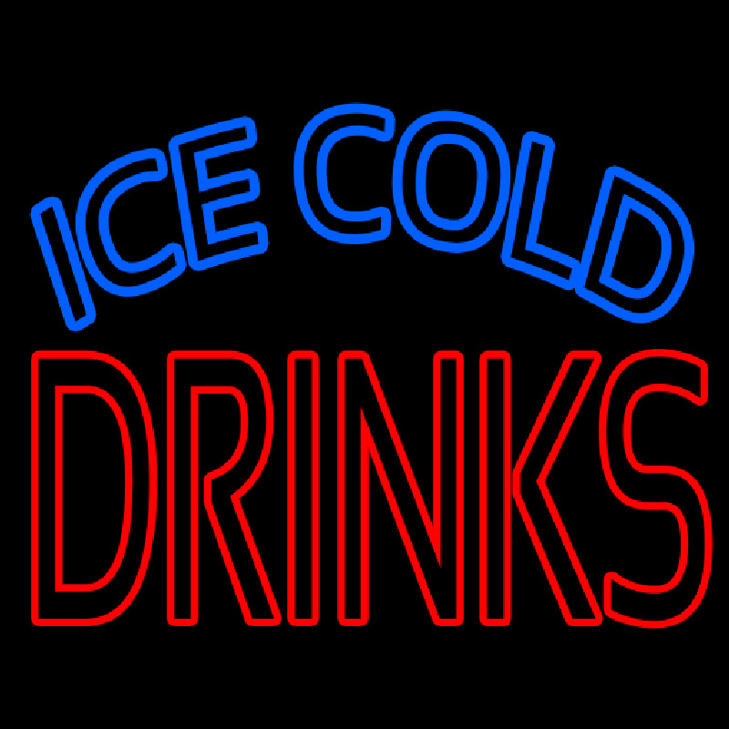 Double Stroke Ice Cold Drinks Neon Sign