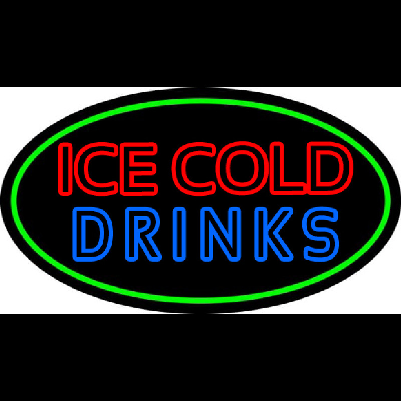 Double Stroke Ice Cold Drinks Neon Sign