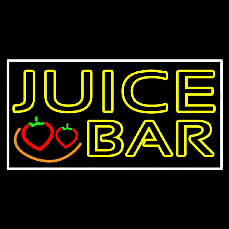 Double Stroke Juice Bar With Strawberries Neon Sign