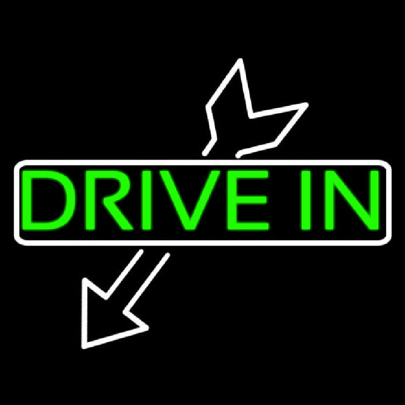 Drive In With Arrow Neon Sign