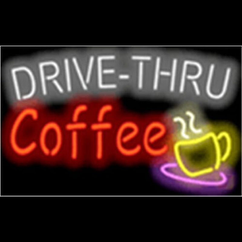 Drive Thru Coffee Cafe Neon Sign