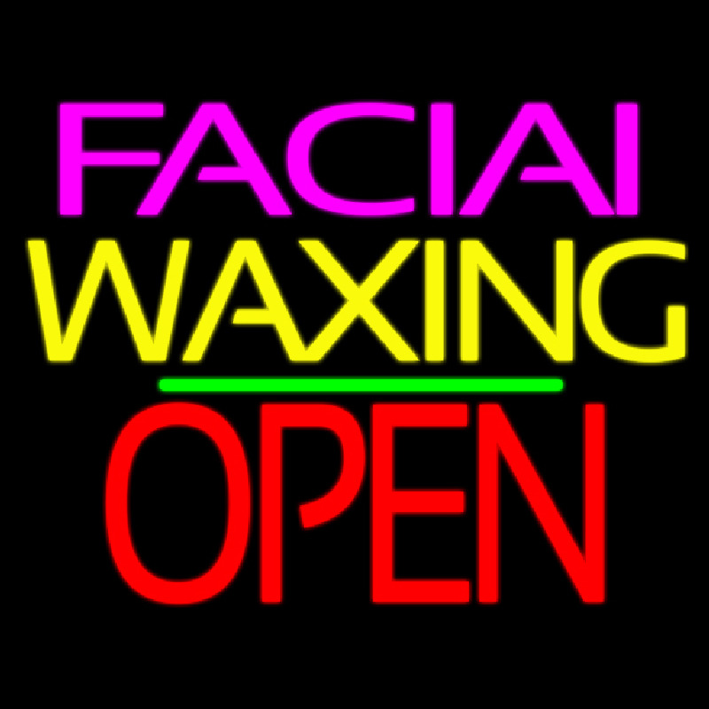 Facial Wa ing Block Open Green Line Neon Sign