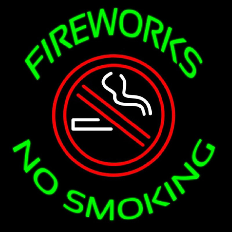 Fire Works No Smoking With Logo 2 Neon Sign