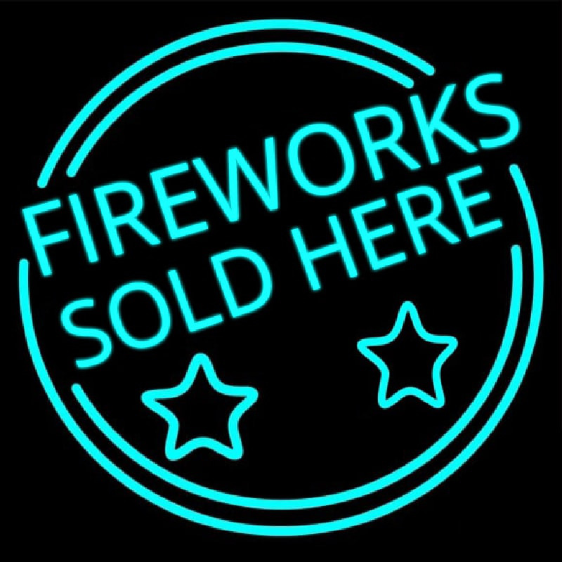 Fireworks Sold Here Circle Neon Sign