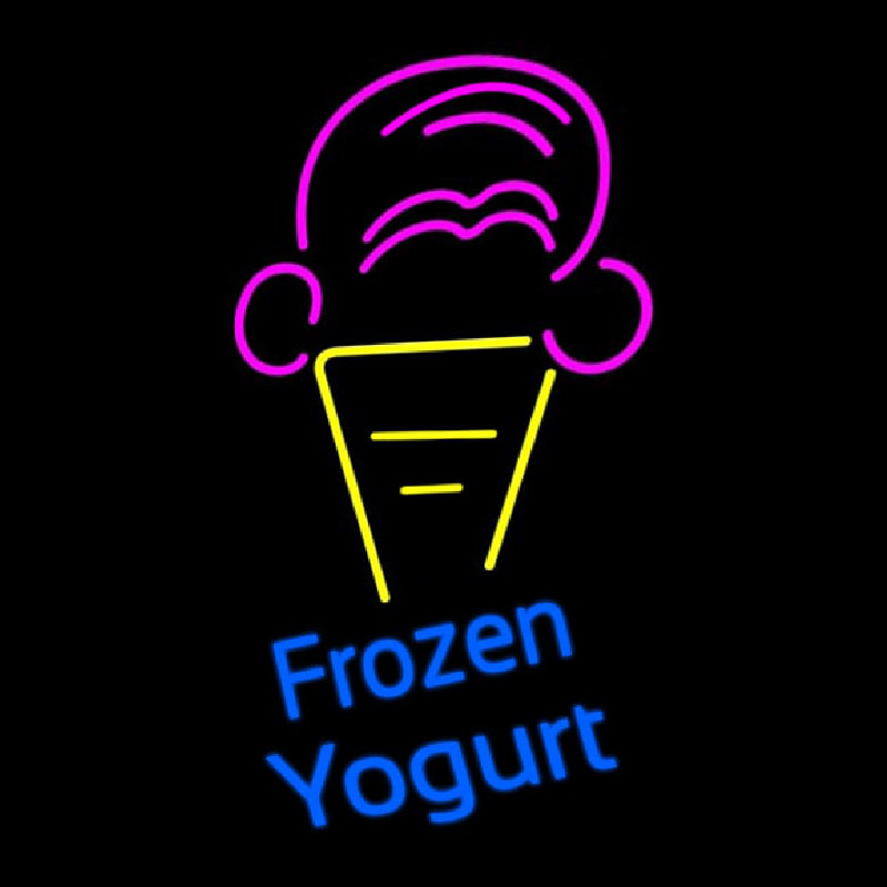 Frozen Yogurt Blue Ltrs With Cone Logo Neon Sign