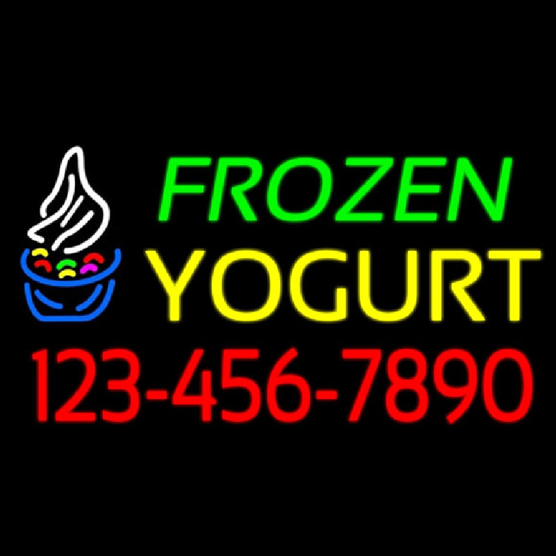 Frozen Yogurt With Phone Number Neon Sign