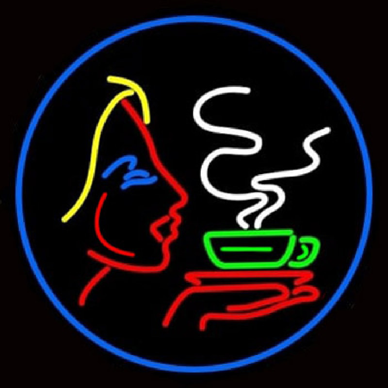 Girl Logo With Hot Coffee Neon Sign