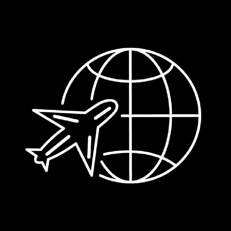 Globe Planet Travel Plane Neon Sign