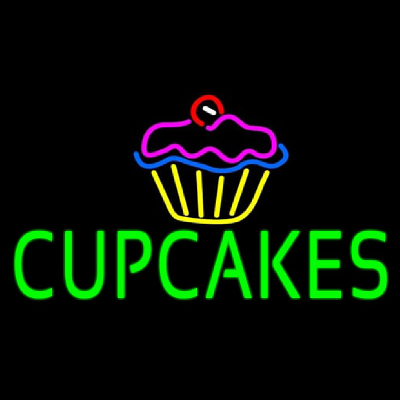 Green Cupcakes With Logo Neon Sign