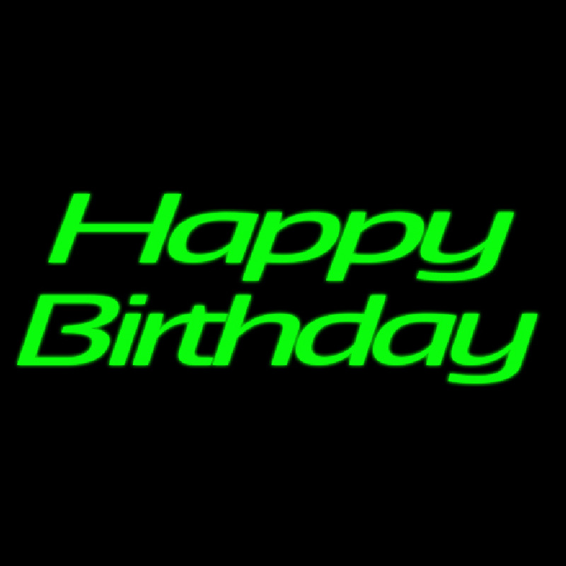 Green Cursive Happy Birthday Neon Sign