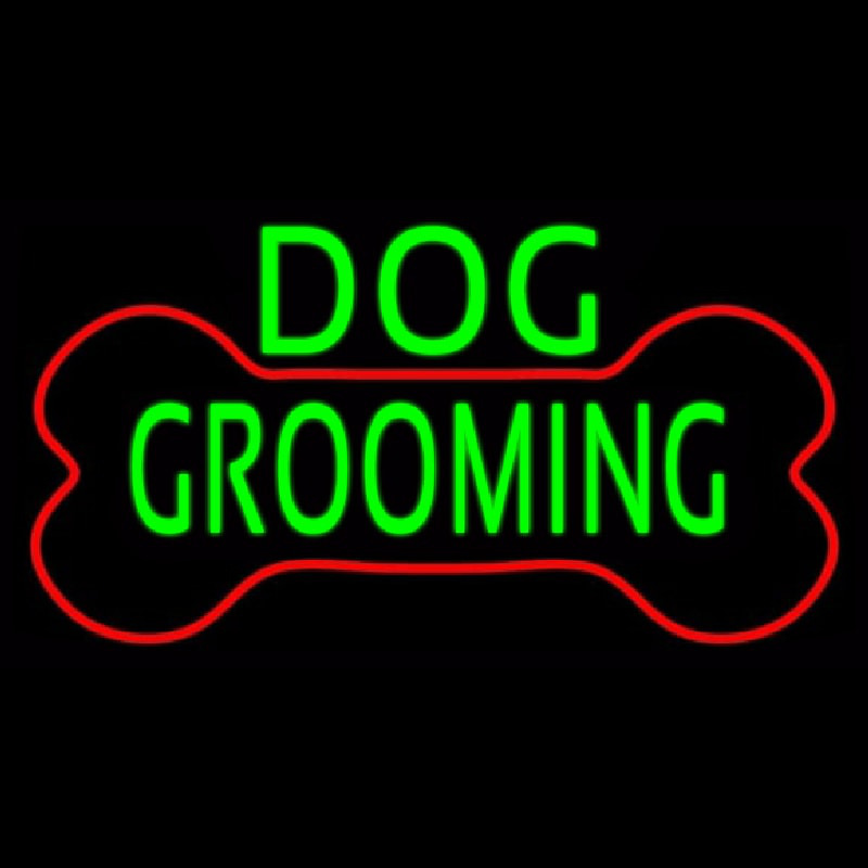 Green Dog Grooming Red Bone Neon Sign