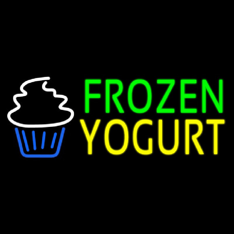 Green Frozen Yogurt Yellow Logo Neon Sign