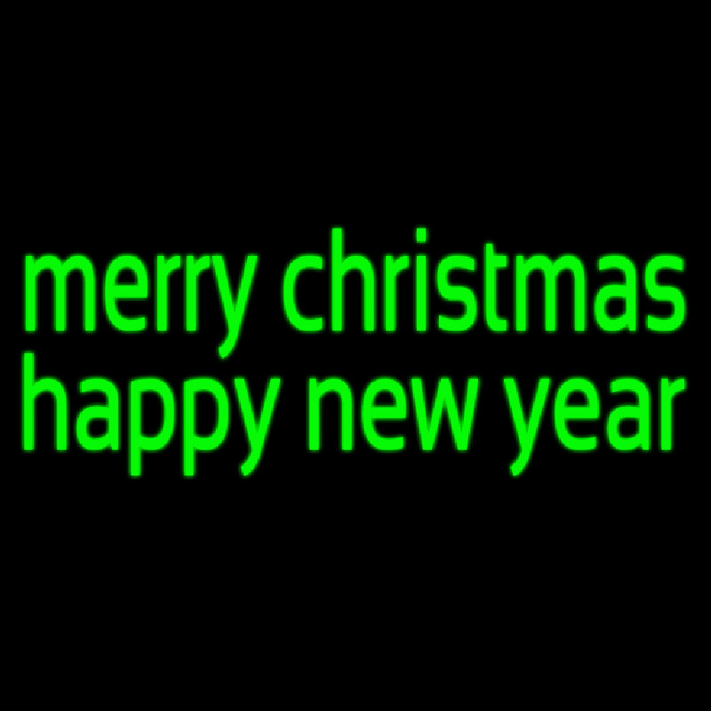 Green Merry Christmas Happy New Year Neon Sign