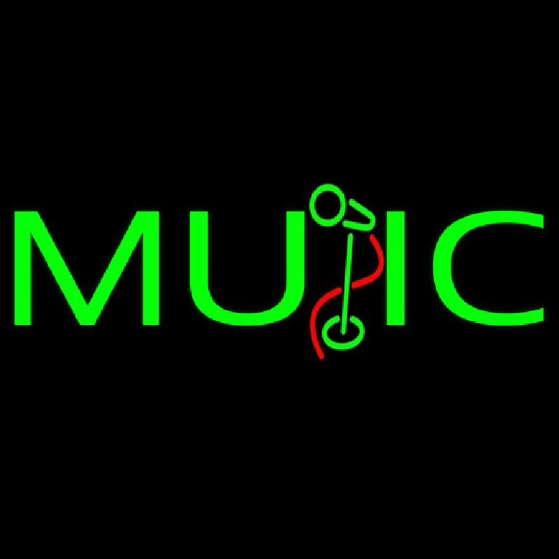 Green Music Mike 1 Neon Sign