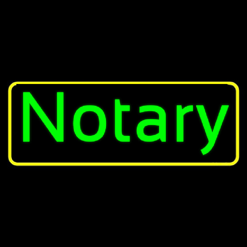 Green Notary Yellow Border Neon Sign