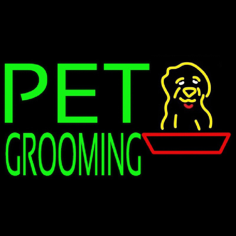 Green Pet Grooming Block 1 Neon Sign